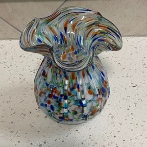 Colorful Fluted Glass Vase
